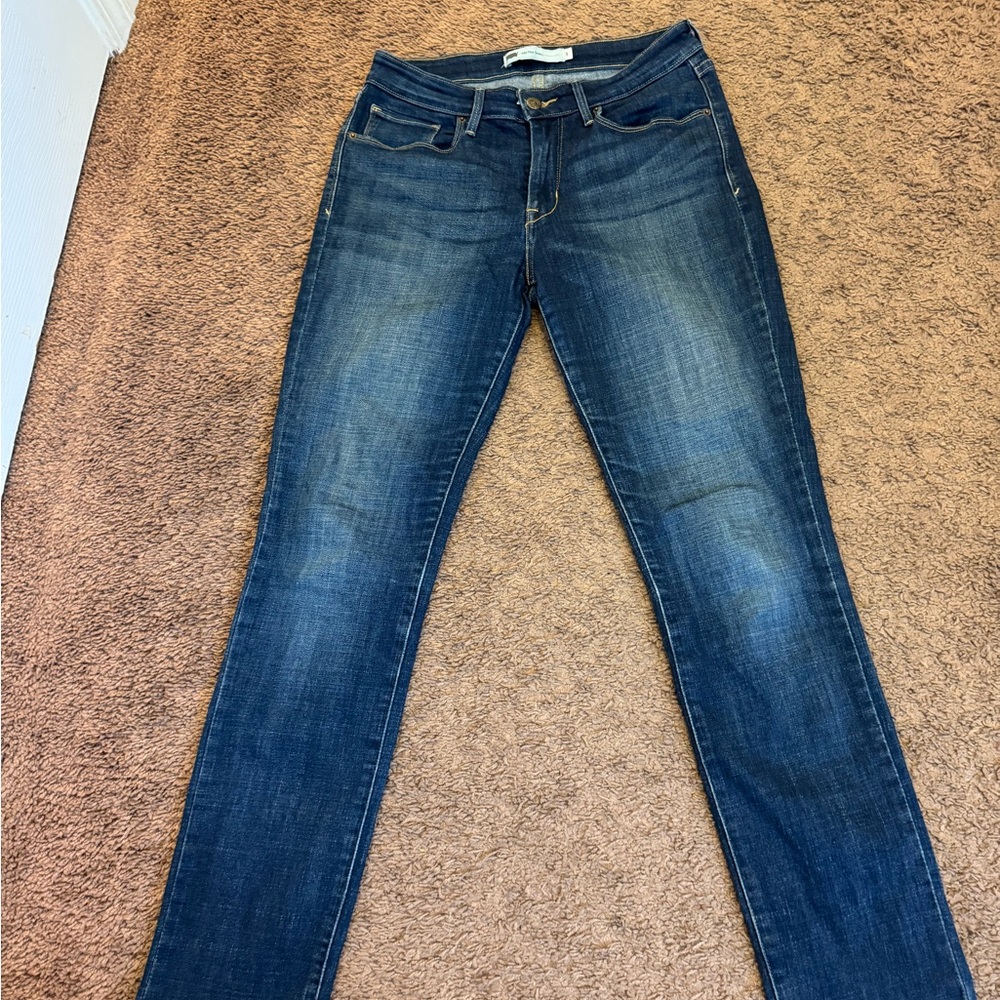 Levis Mid Rise Dark Wash Skinny Jeans Stretch Size 8 - Picture 2 of 11
